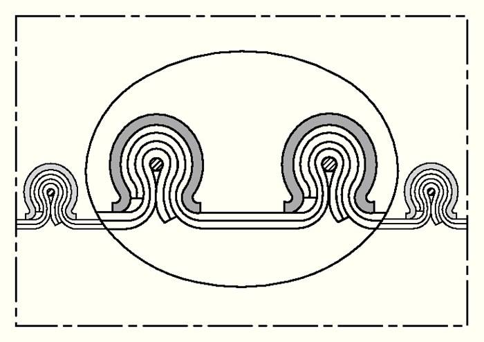Eine Querschnittsdarstellung eines siliziumbasierten Feldeffekttransistors, die die Schichten und Stromwege innerhalb der Struktur zeigt.