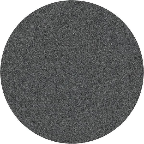 Eine runde, flache, strukturierte graue Scheibe, möglicherweise ein Schleifpapierbogen, ohne sichtbare Schrift oder Markierungen.