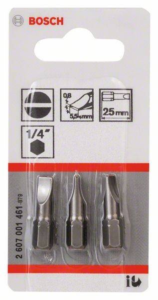 Verpackung für Fräser, die drei verschiedene Fräser zeigt. Die Verpackung enthält Größenangaben: '5,5 x 8 mm' und '25 mm'.