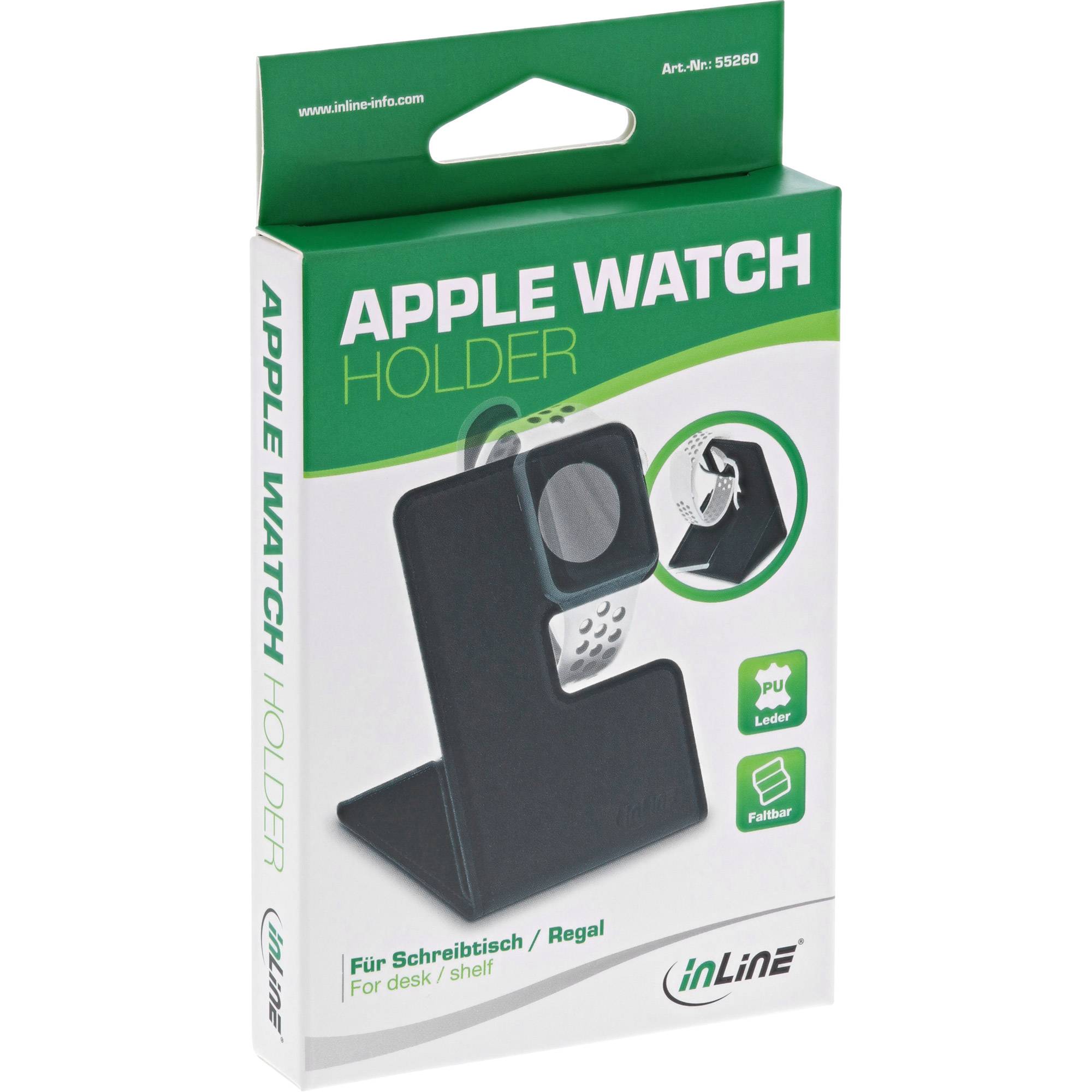 INLINE - Halterung für Apple Watch für Schreibtisch / Regal - schwarz - faltbar