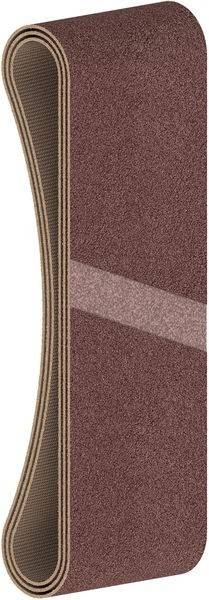 Gemusterter Stoffmuster mit braunen und beigen Streifen und einem zentralen strukturierten Bereich. Das Design wechselt zwischen dicken und dünnen Linien.