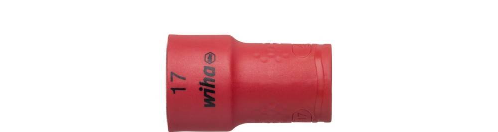 Rotes 17-mm-Steckschlüssel mit Kugelkopf, beschriftet mit dem Whia-Logo auf weißem Hintergrund.