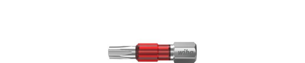 Rot-silberner Schraubendreher-Bitadapter mit Sechskantschaft, horizontal auf weißem Hintergrund dargestellt.