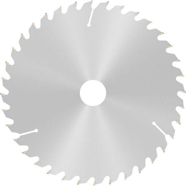 Eine silberne kreisrunde Sägeblatt mit scharfen, gleichmäßig verteilten Zähnen, die rings um den Rand angeordnet sind, zentriert vor einem schlichten Hintergrund.