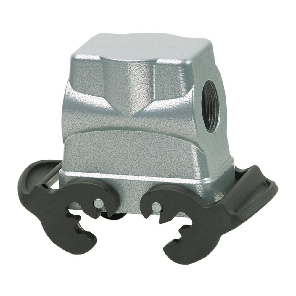 Ein metallisch silberner Ventilaktuator mit schwarzen Kunststoff-Montageklammern, der häufig in Fluidsystemen zur automatisierten Ventilbetätigung eingesetzt wird.