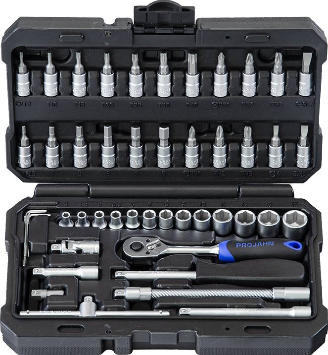 Projahn 1/4" Steckschluessel Satz 46-tlg proficraft 72 Zahn Knarre