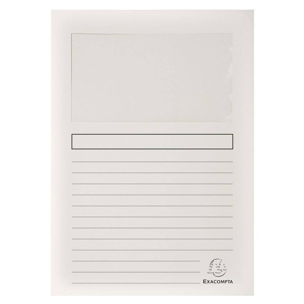 Exacompta Pack 100 Fenstermappen, A4, 160g, plastikfrei - Weiß - 50151E