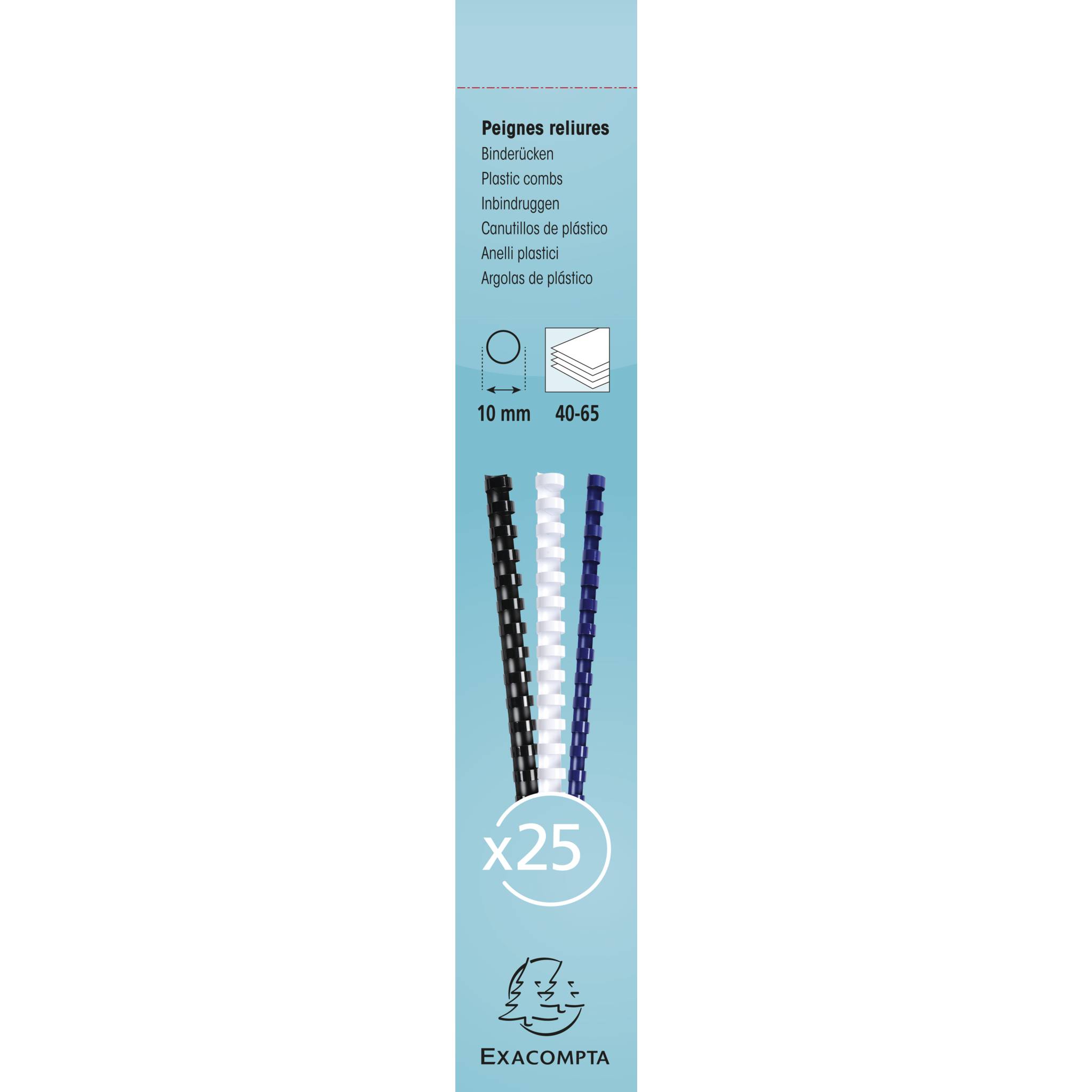 Exacompta Schachtel mit 25 Spiralen 10 mm PVC für die Bindung, A4, Weiß, 76300E