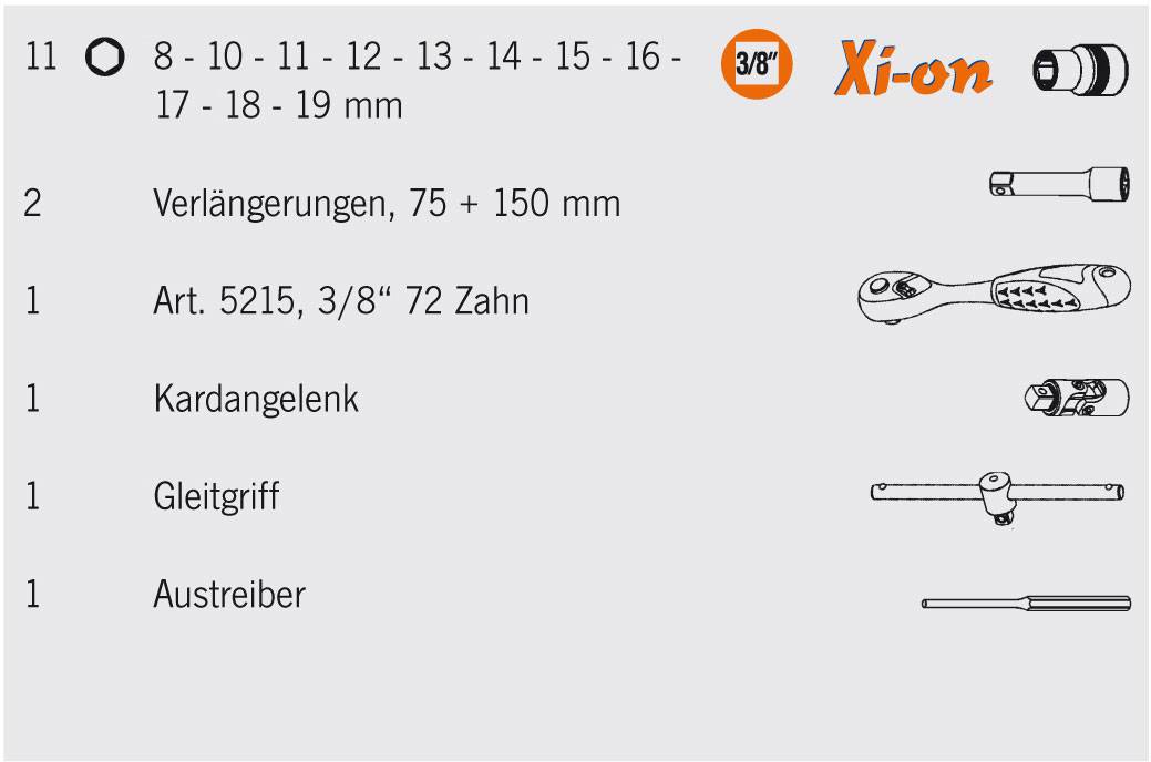 Projahn Xi-on 3/8" Steckschlüssel Satz 17-tlg.