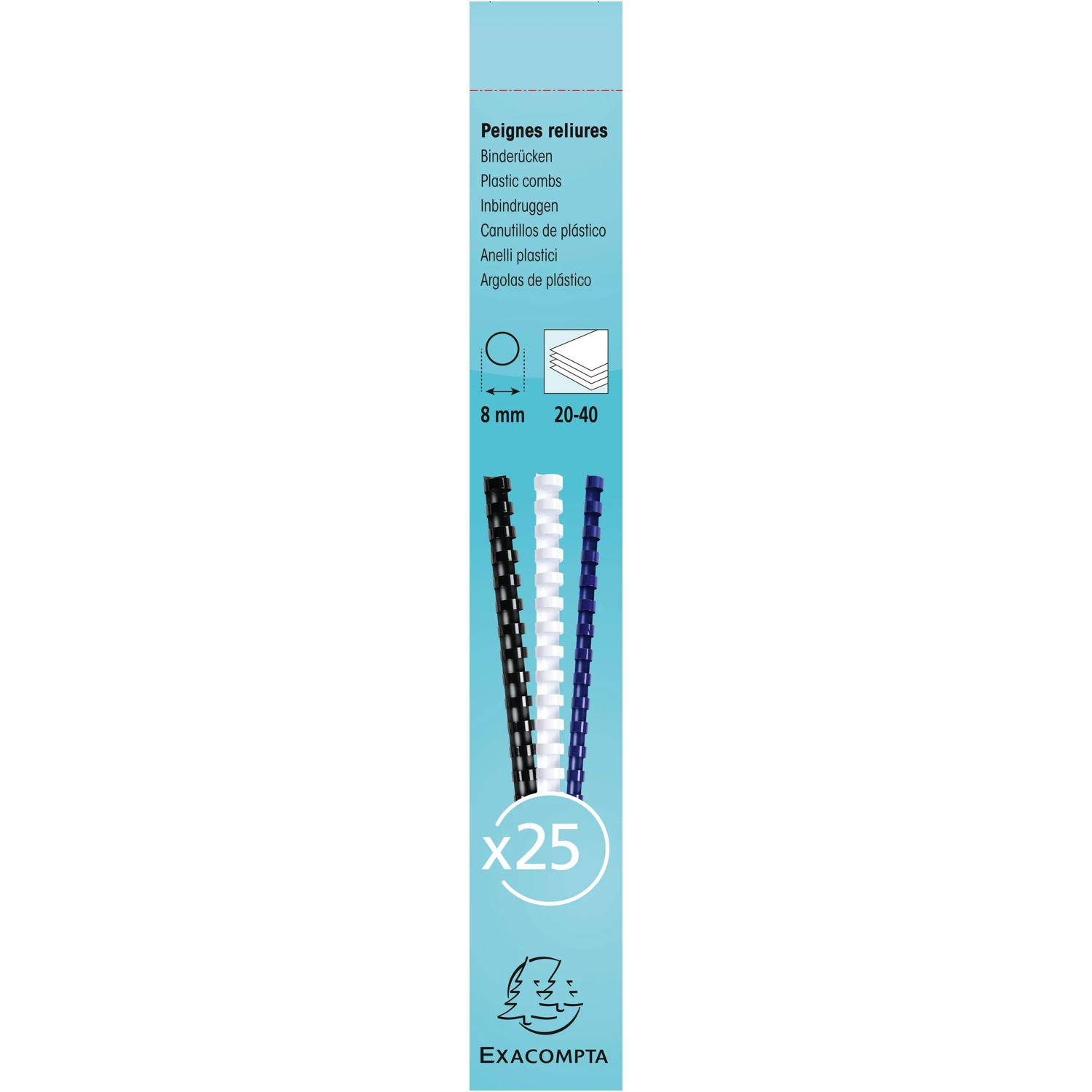Exacompta Schachtel mit 25 Spiralen 8 mm PVC für die Bindung, A4, Weiß, 76200E