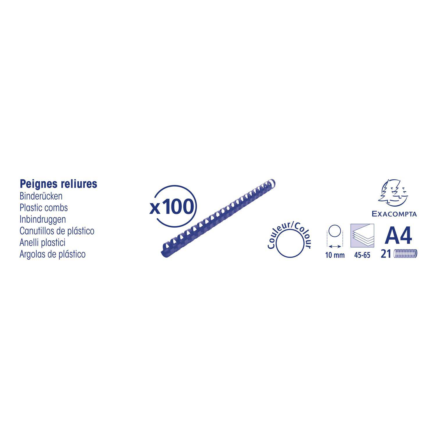 Exacompta Schachtel + 100 Spiralen 10 mm PVC für die Bindung A4 Schwarz 75301E