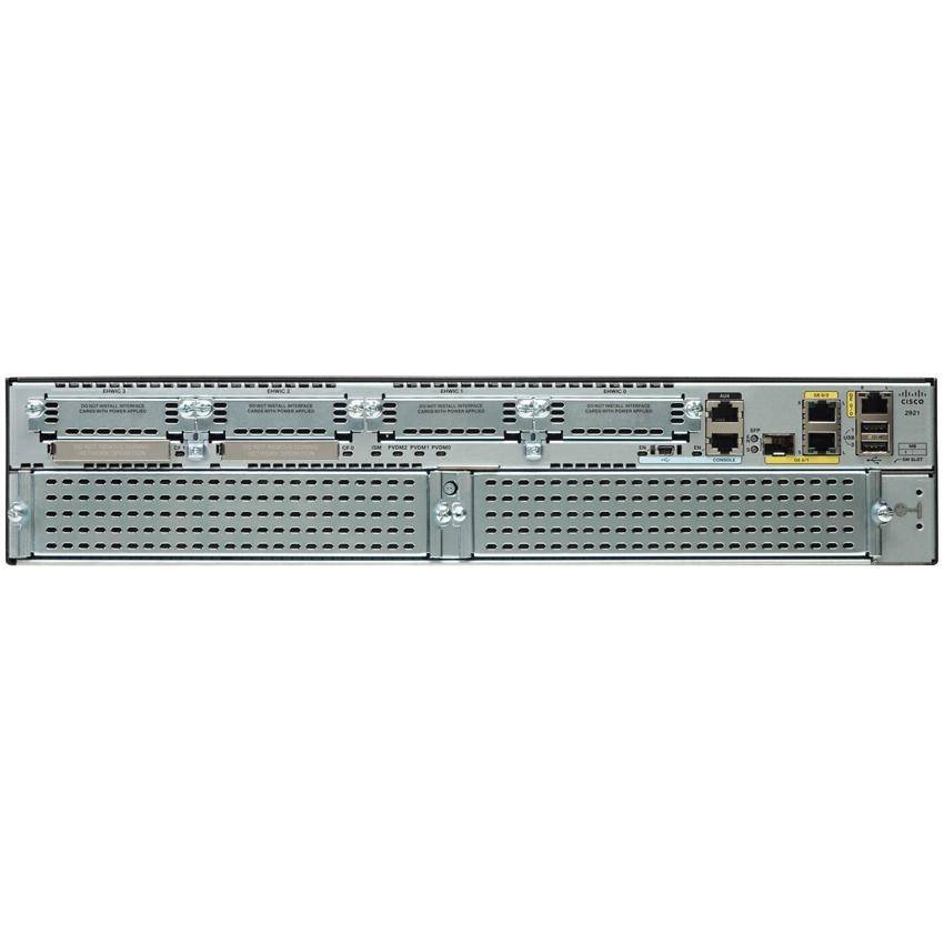 Vorderansicht eines in einem Schrank montierbaren Netzwerk-Switches oder Routers mit mehreren Anschlüssen und Belüftungsschlitzen
