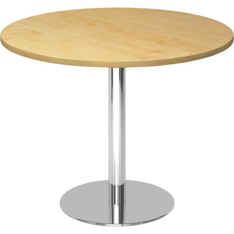 HAMMERBACHER Besprechungstisch MEETING, rund, Ø 1.000 mm, Säulenfuß verchromt, Ahorn-Dekor