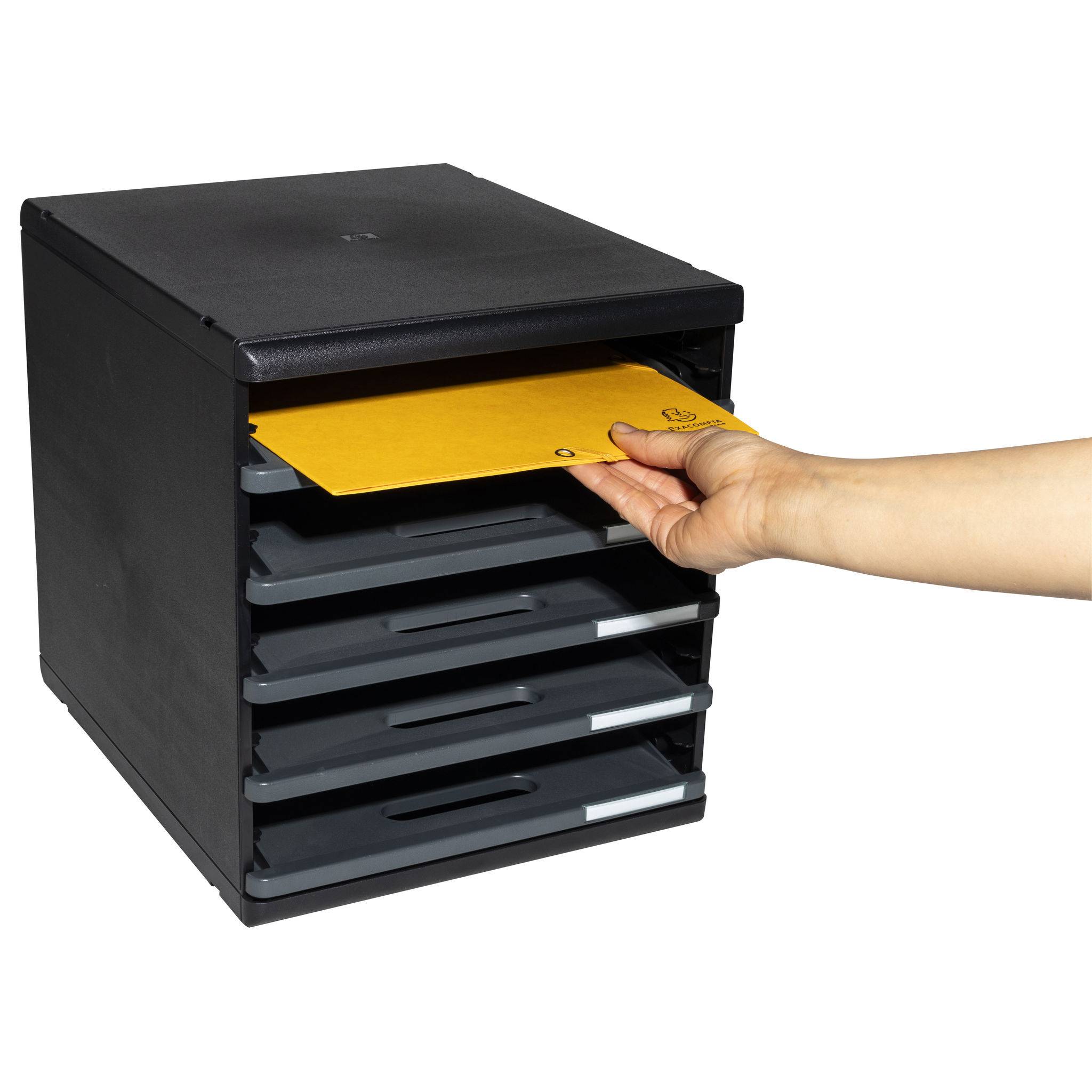 Exacompta Schubladenbox MODULO A4, 5 offene Schubladen - Dunkelgrau - 303714D