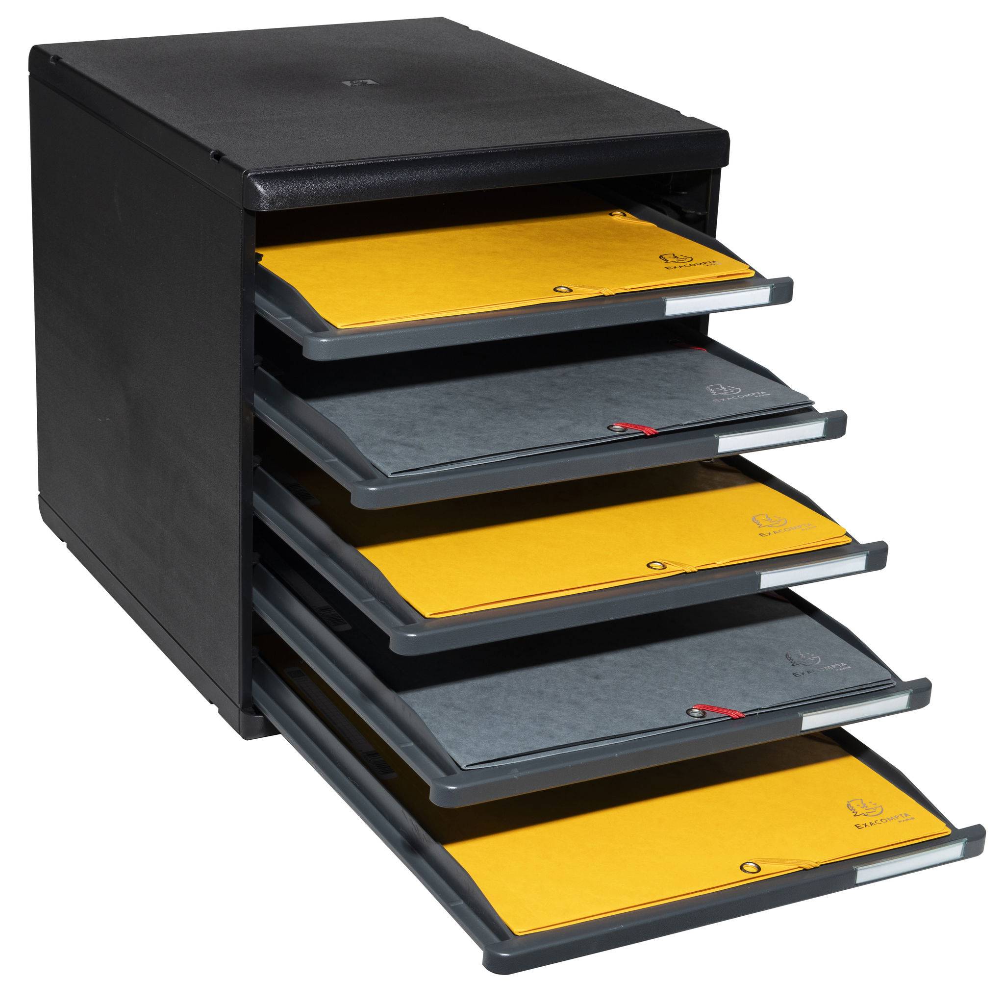 Exacompta Schubladenbox MODULO A4, 5 offene Schubladen - Dunkelgrau - 303714D