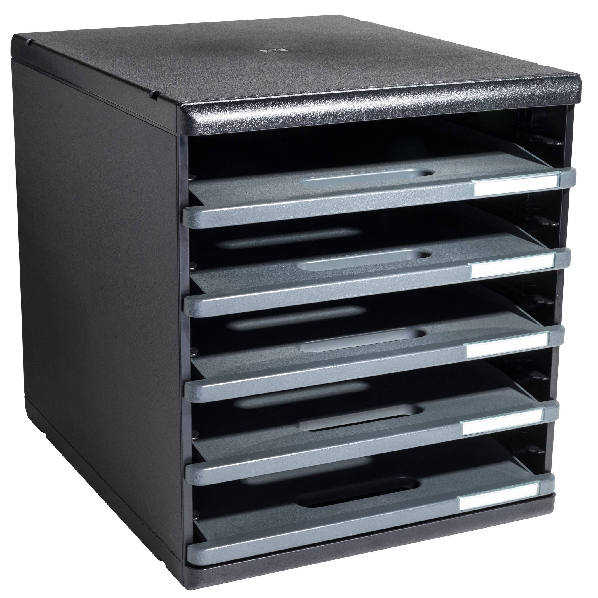 Exacompta Schubladenbox MODULO A4, 5 offene Schubladen - Dunkelgrau - 303714D