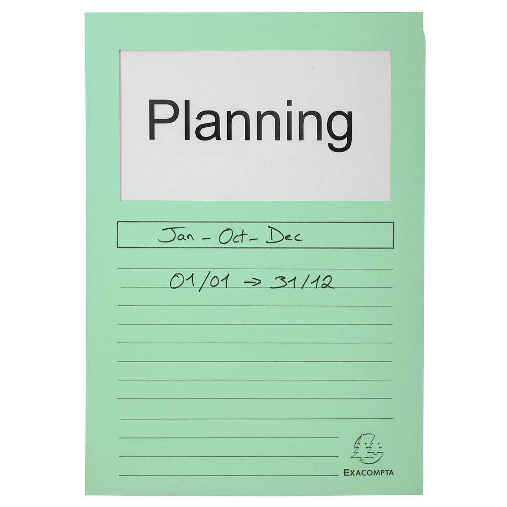 Exacompta Pack 100 Fenstermappen, A4, 160g, plastikfrei - Hellgrün - 50153E