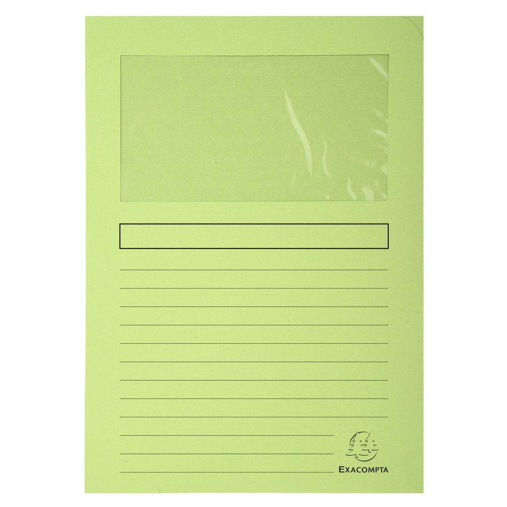 Exacompta Pack 100 Fenstermappen, A4, 160g, plastikfrei - Hellgrün - 50153E