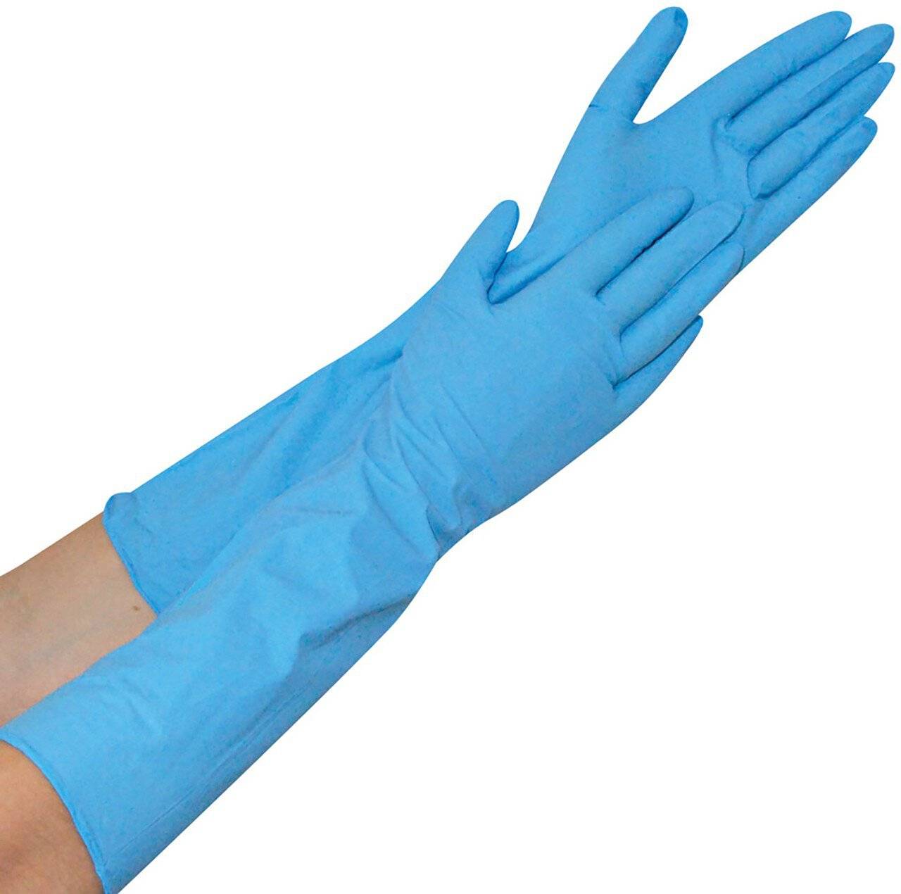 Hygostar Nitrilhandschuh EXTRA SAFE SUPERLONG, blau, Größe XL, 40cm, puderfrei