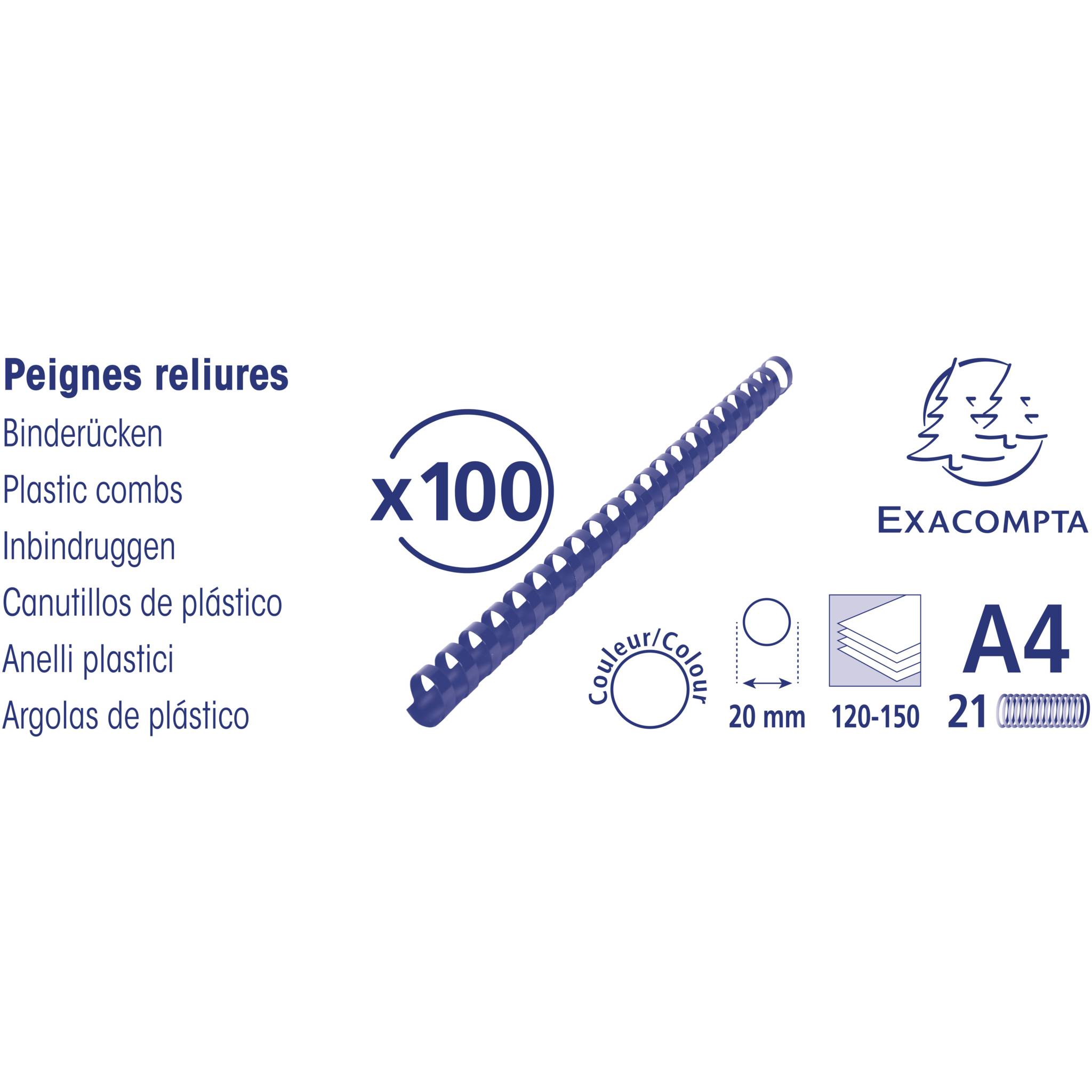 Exacompta Schachtel + 100 Spiralen 20 mm PVC für die Bindung A4 Schwarz 75601E