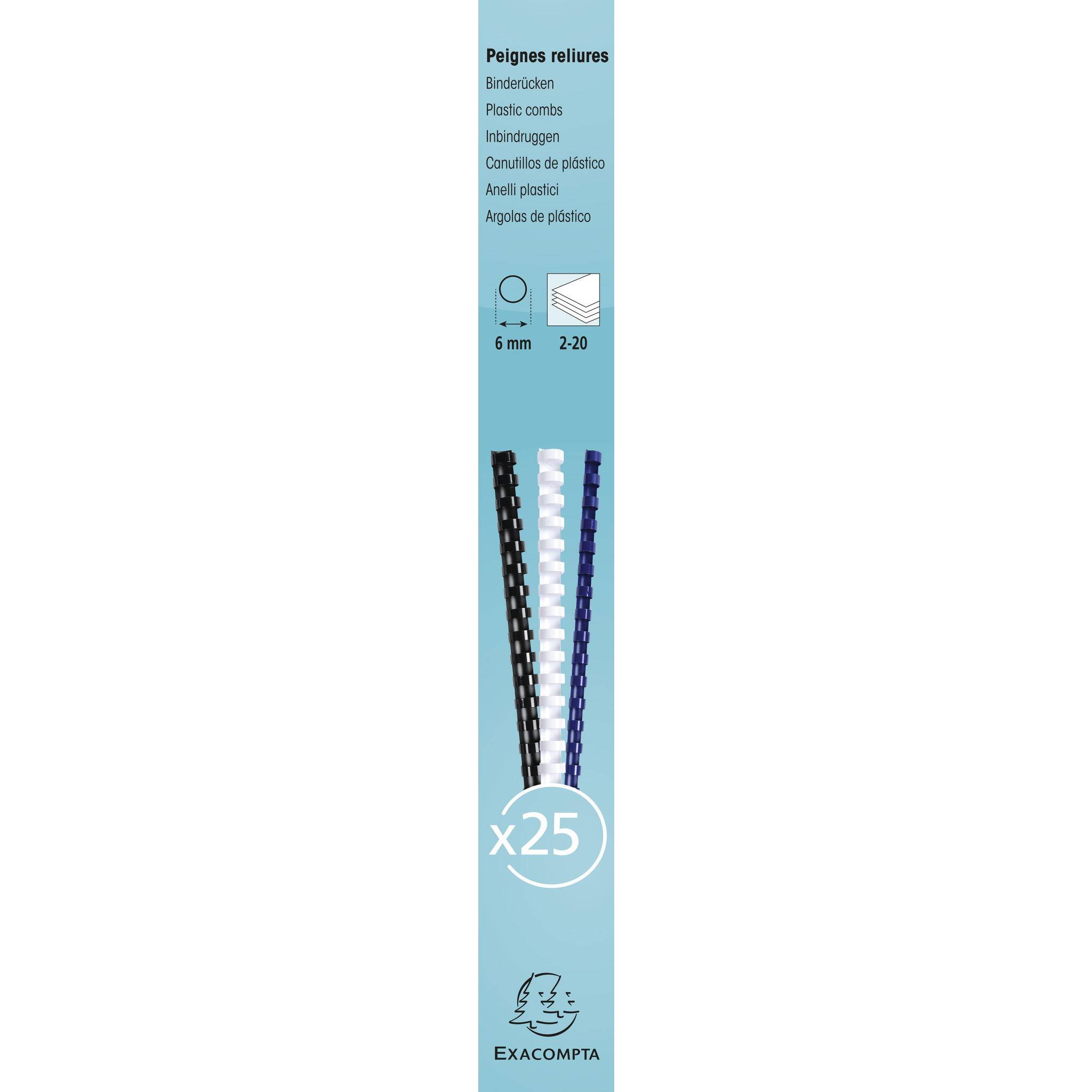 Exacompta Schachtel + 25 Spiralen 6 mm PVC für die Bindung, A4, Schwarz, 76101E