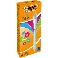 Orange BIC 4 Colours Fun Kugelschreiber mit vier Tintenfarben, gezeigt in Einzelhandelsverpackung.