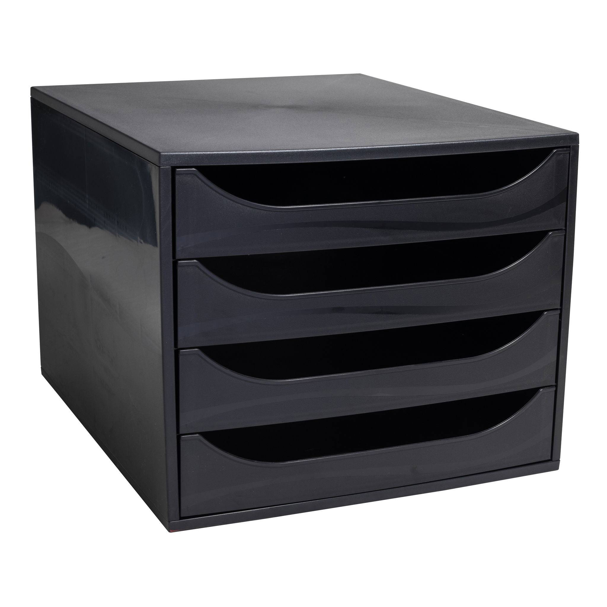 Exacompta ECOBOX Schubladenbox mit 4 Schubladen - Schwarz - 228014D