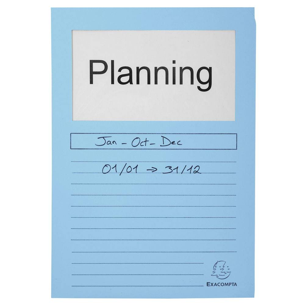 Exacompta Pack 100 Fenstermappen, A4, 160g, plastikfrei - Hellblau - 50152E