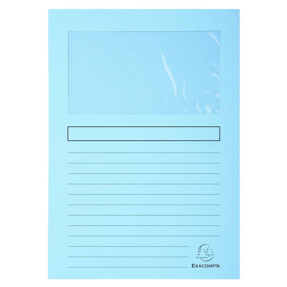 Exacompta Pack 100 Fenstermappen, A4, 160g, plastikfrei - Hellblau - 50152E