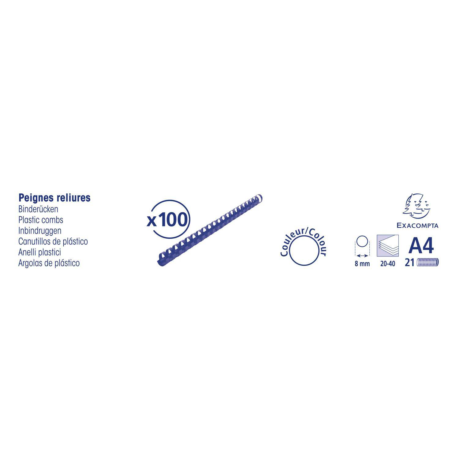 Exacompta Schachtel + 100 Spiralen 8 mm PVC für die Bindung, A4, Schwarz, 75201E