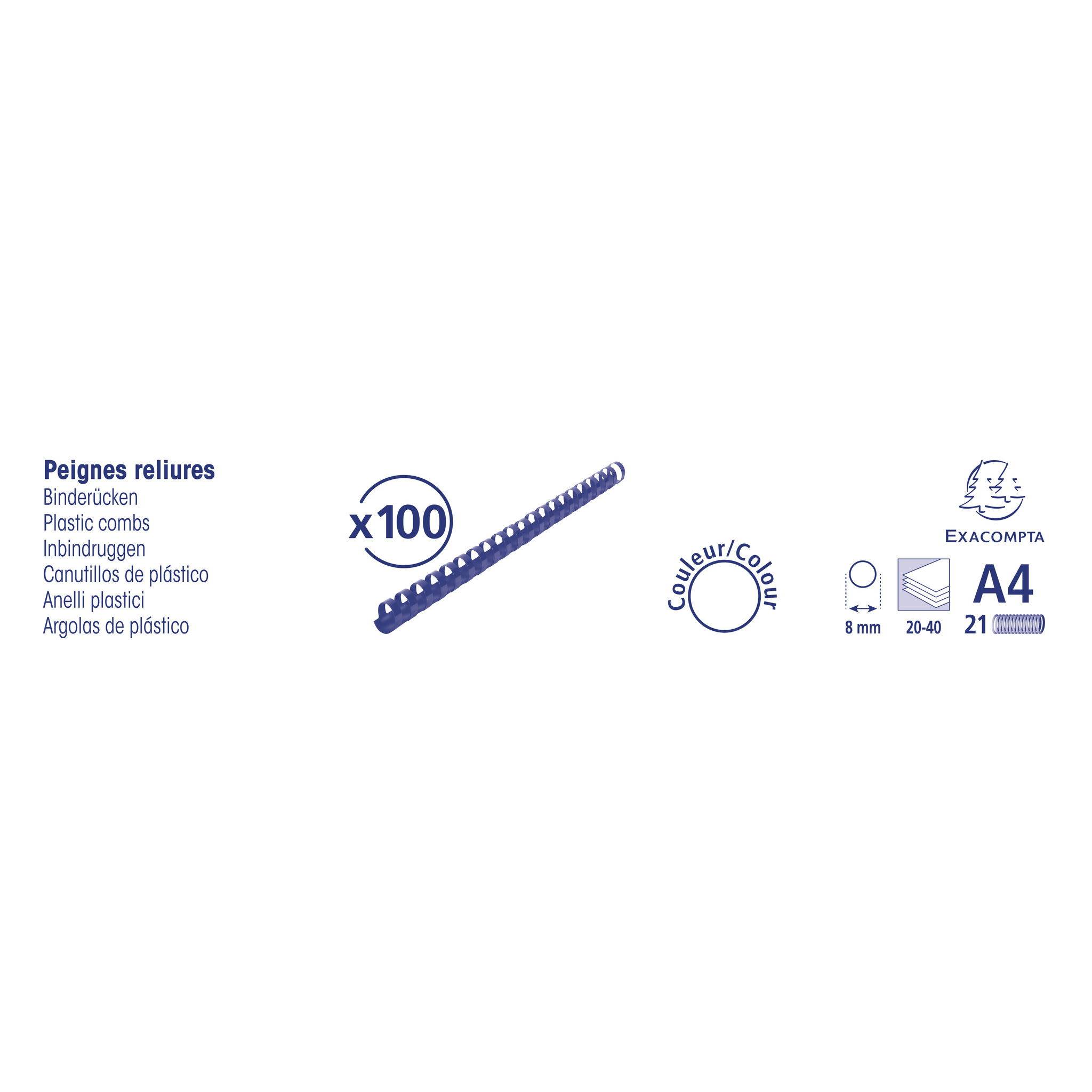 Exacompta Schachtel + 100 Spiralen 8 mm PVC für die Bindung, A4, Schwarz, 75201E