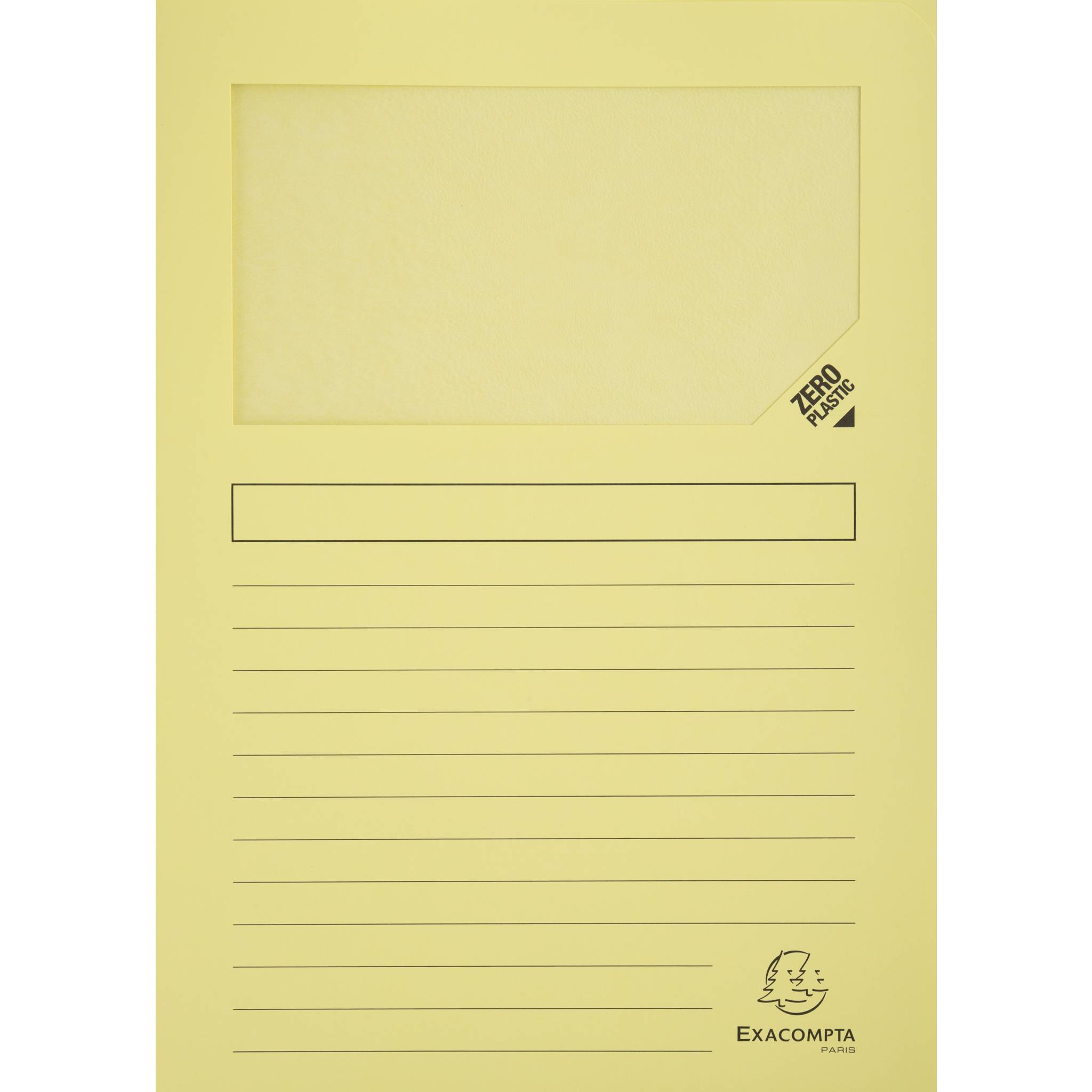 Exacompta Pack 100 Fenstermappen, A4, 160g, plastikfrei, Kanariengelb, 50159E