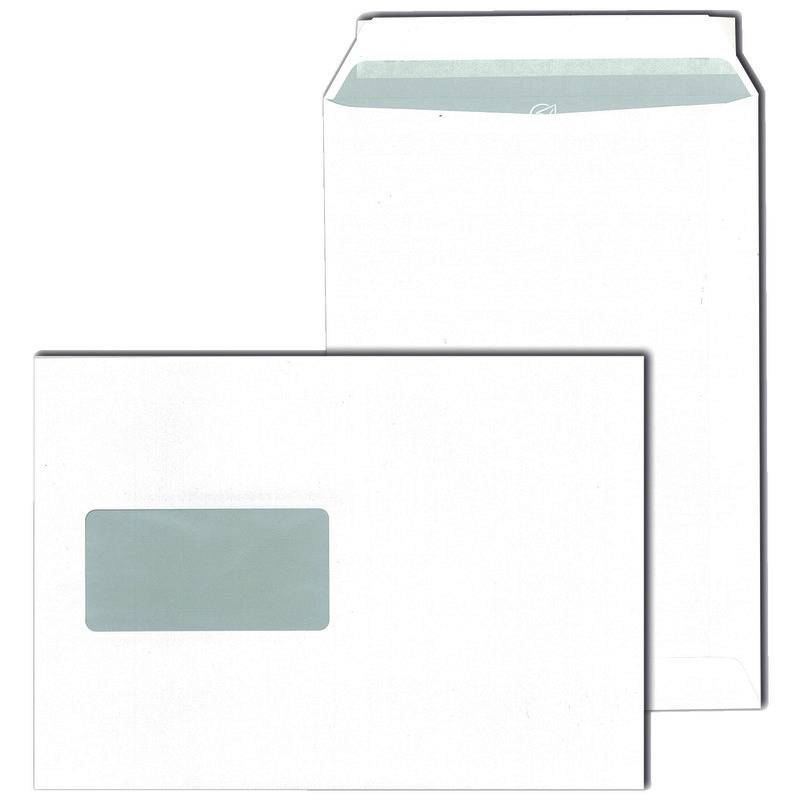 Versandtaschen DIN C5, 162 x 229 mm, haftklebend, weiß, 90 g/m², mit Fenster 45