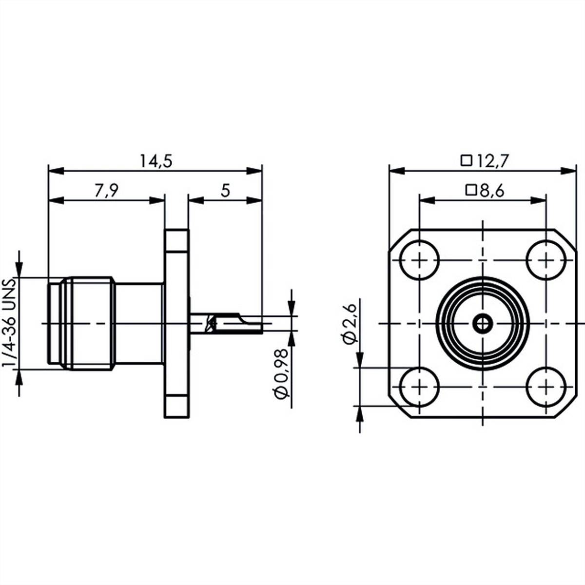 TELEGÄRTNER SMA-Einbaubuchse mit Flansch