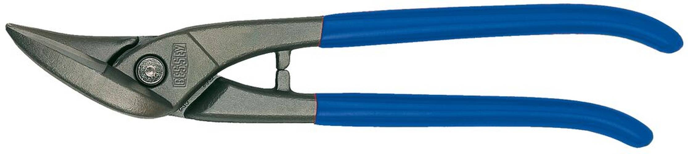 Ein Paar Metallzangen mit blauen Griffen und langen Backen, auf weißem Hintergrund abgebildet.