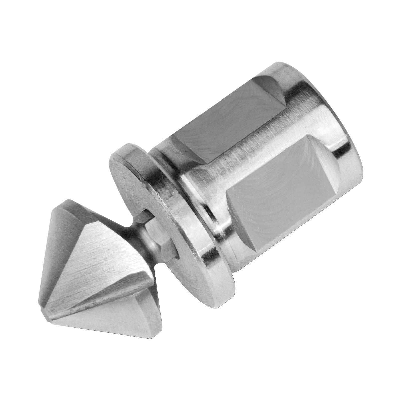 Eine Metallpräzisionsdüse mit konischer Spitze und sechseckiger Basis, konzipiert für spezialisierte industrielle Anwendungen.