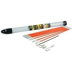 C.K Einziehstangensatz für Kabeleinziehbänder, 3,3 Meter bestehend aus 10 Stäben à 33 cm, Kabelhaken, Stahl