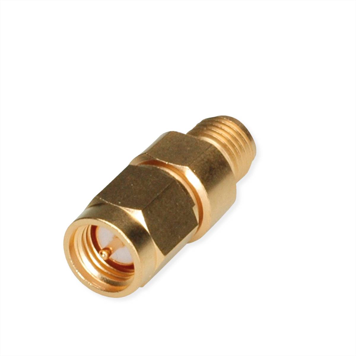 Ein vergoldeter SMA-Buchse zu RP-SMA-Stecker Koaxialadapter, verwendet zum Verbinden verschiedener Arten von HF-Kabeln.