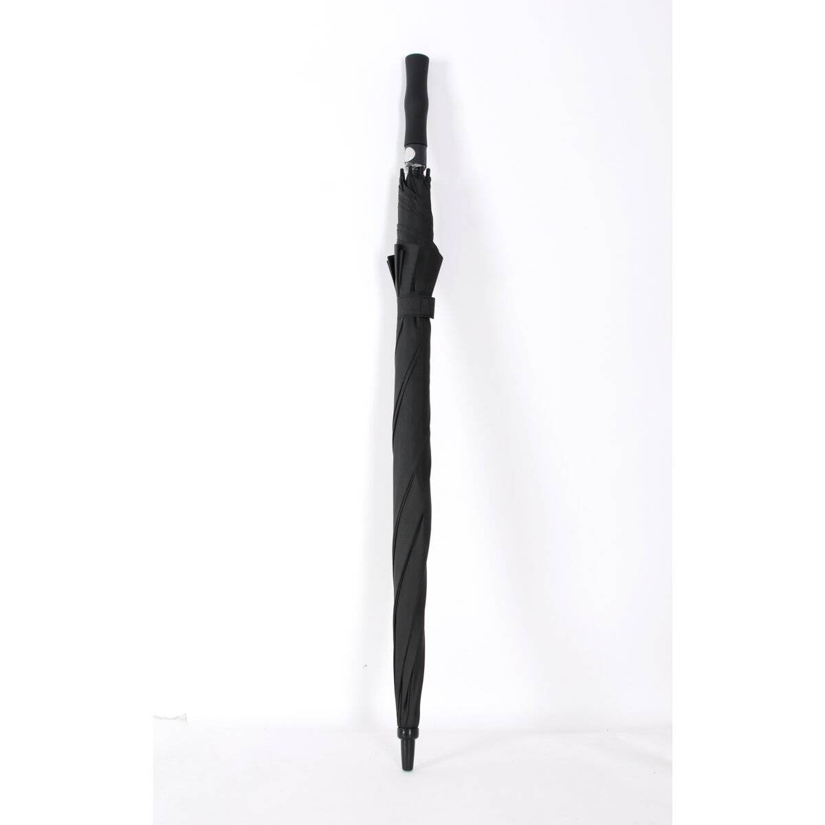 Fiberglasstockschirm 130 cm ,Gummi -Handgriff, 190T Pongee-Bespannung in Schwarz