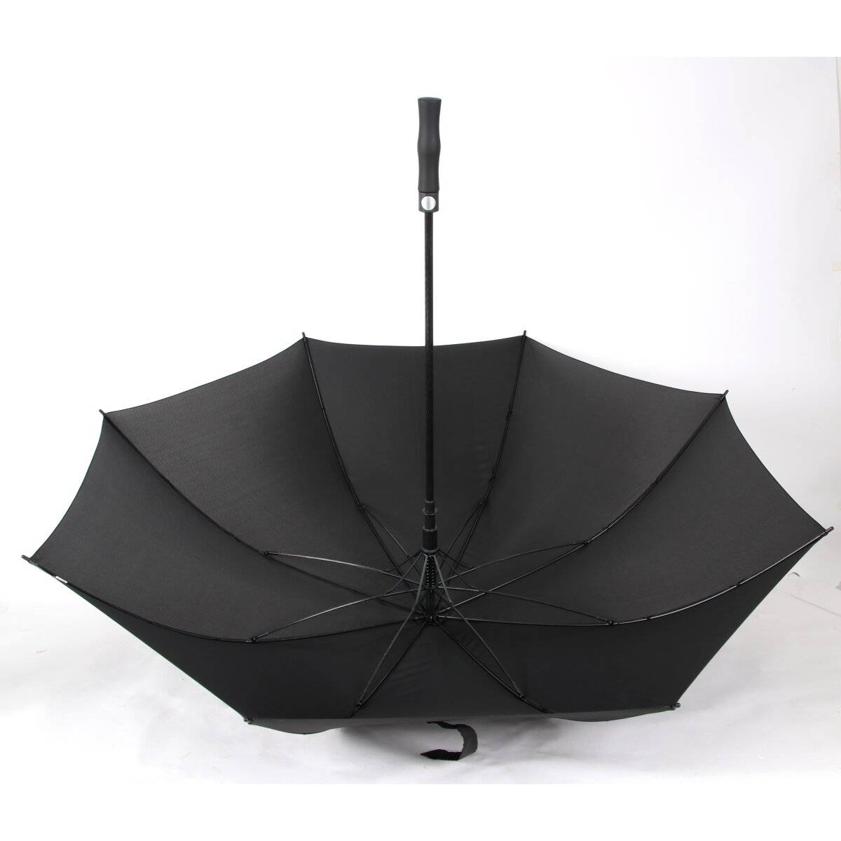 Fiberglasstockschirm 130 cm ,Gummi -Handgriff, 190T Pongee-Bespannung in Schwarz