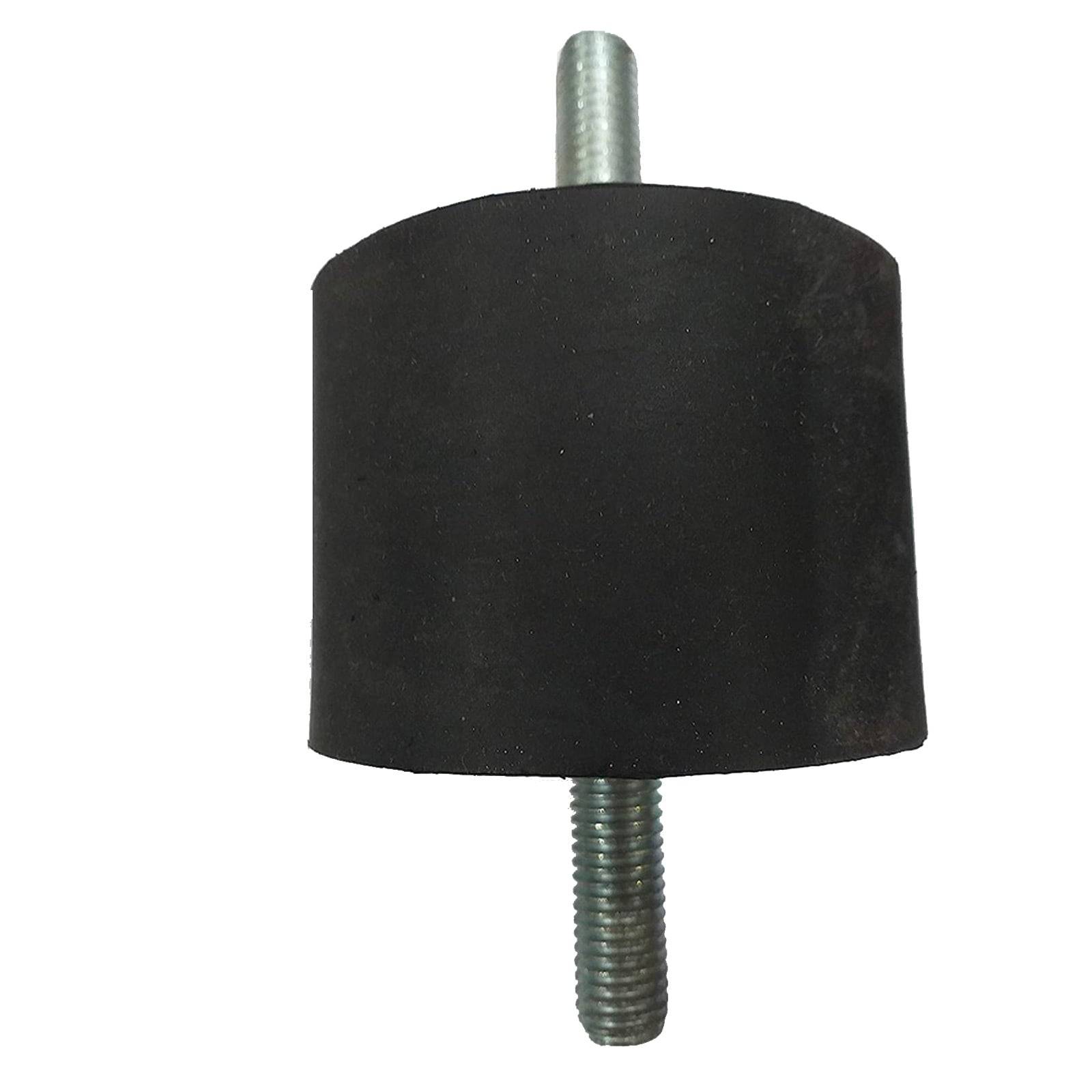 Gummi-Zylinder-Schwingungsdämpfer mit Gewindestangen an beiden Enden.