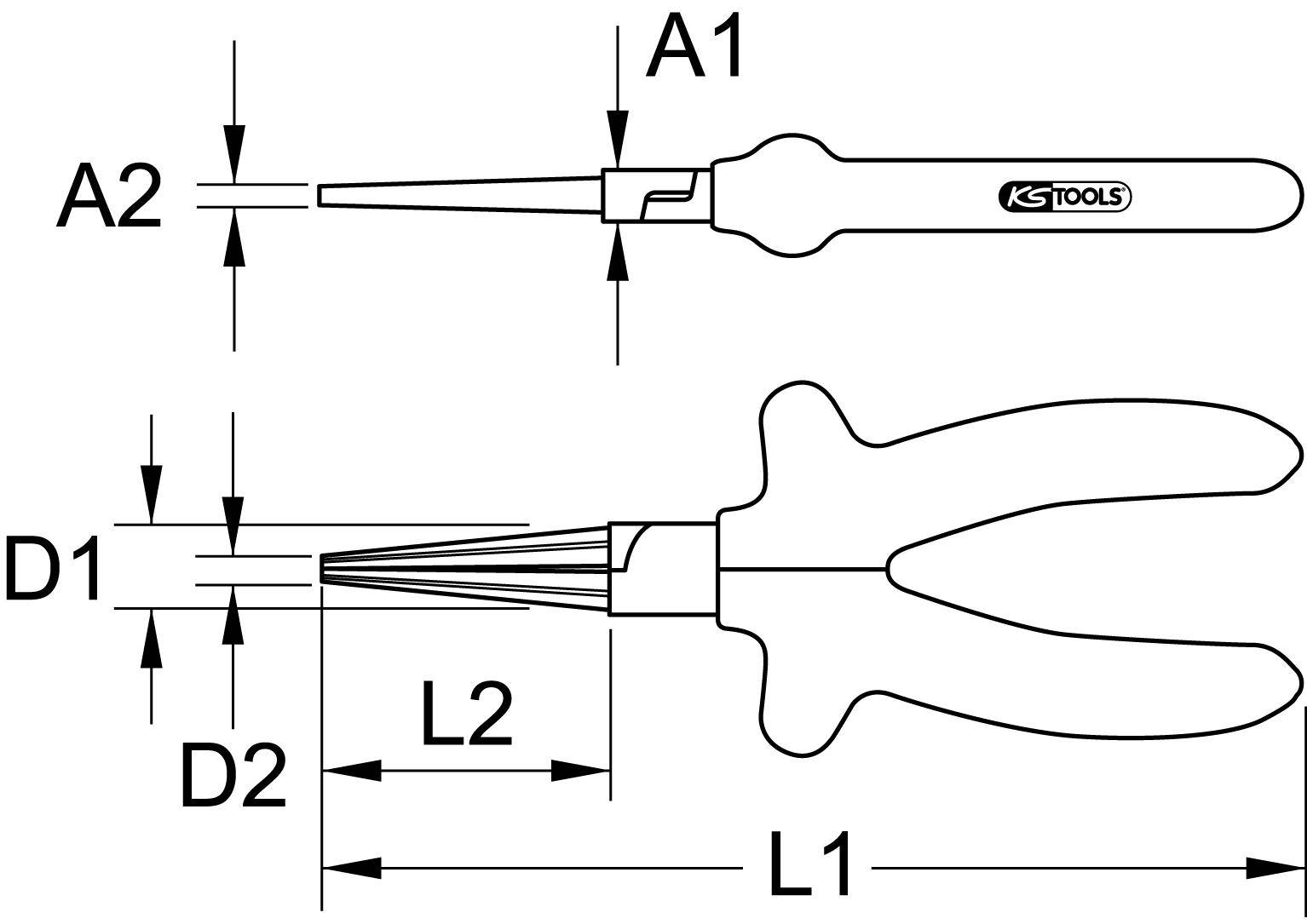KS TOOLS 1000V Langbeck-Rundzange, 160mm