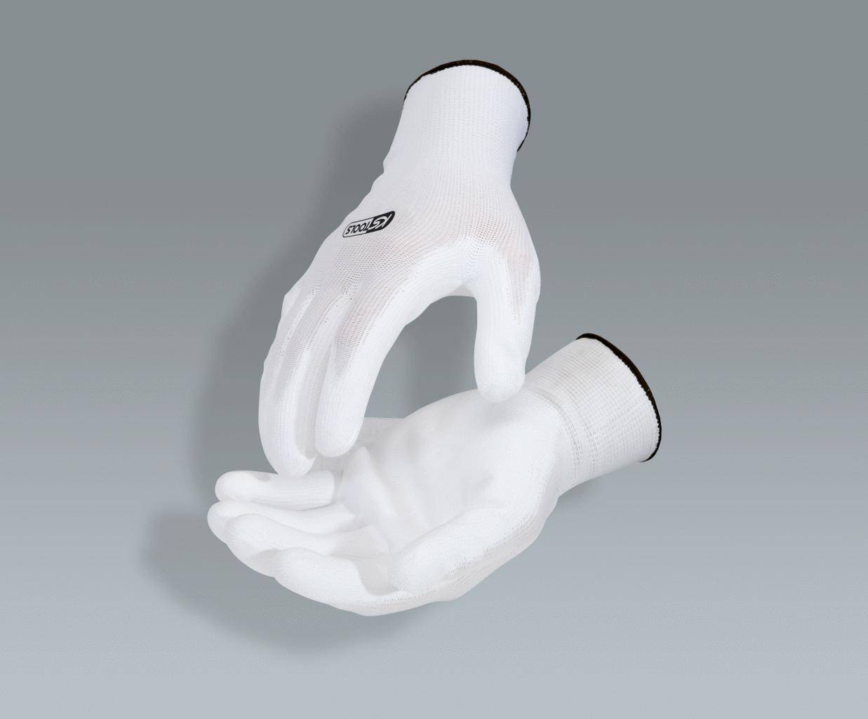 KS TOOLS Mikro-Feinstrickhandschuhe-wei, 11, 12 Paar