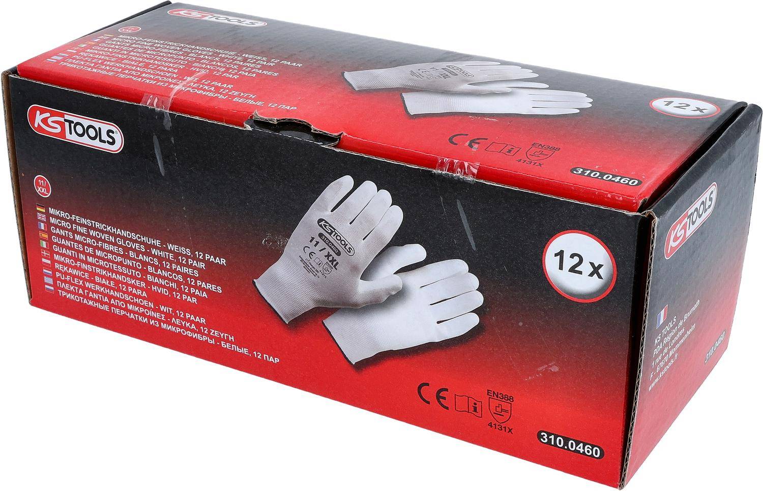 Verpackung von Schutzarbeitshandschuhen mit der Aufschrift 