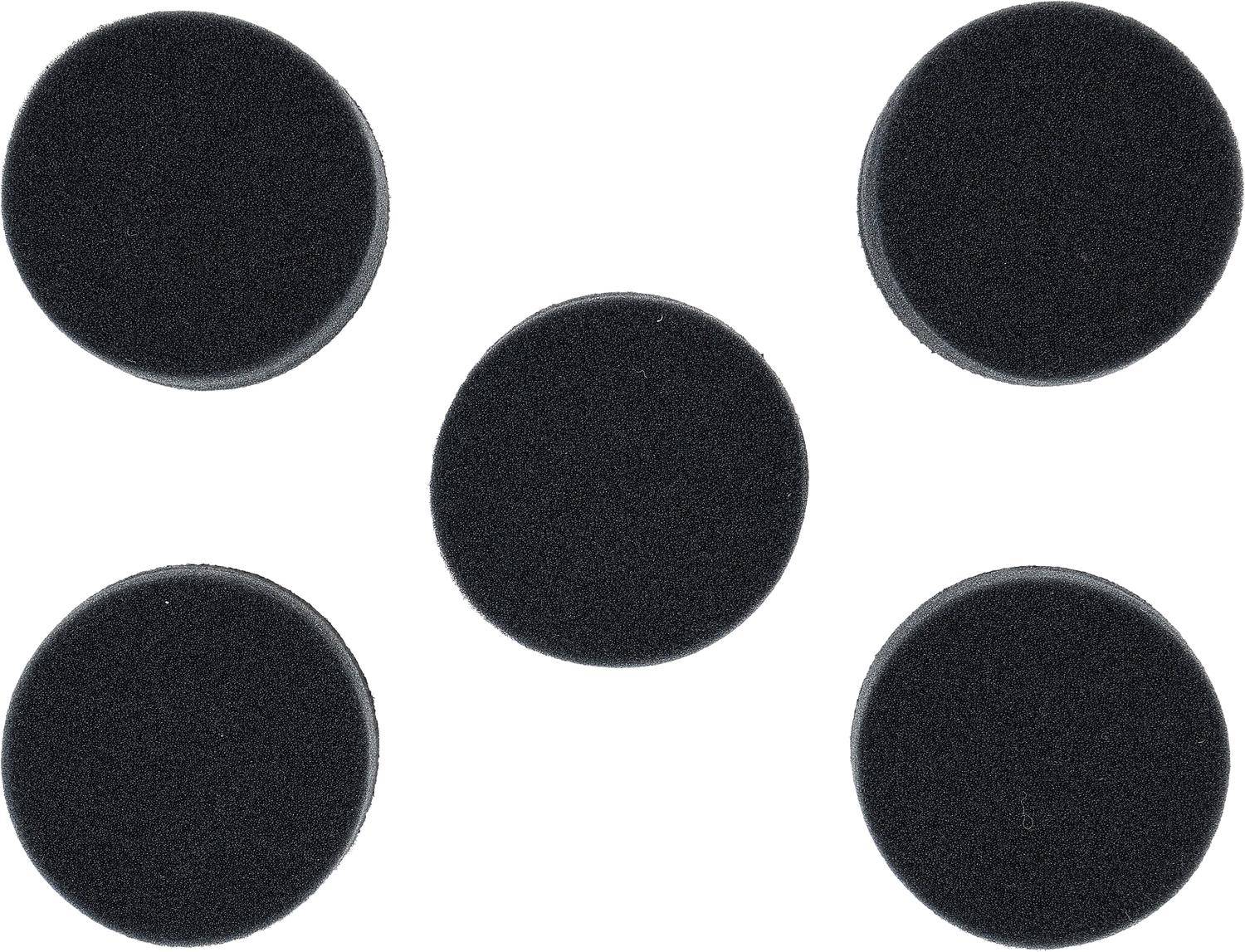 Fünf schwarze Kreise, die mit einem in der Mitte angeordnet sind, umgeben von vier weiteren in einer quadratischen Anordnung auf weißem Hintergrund.