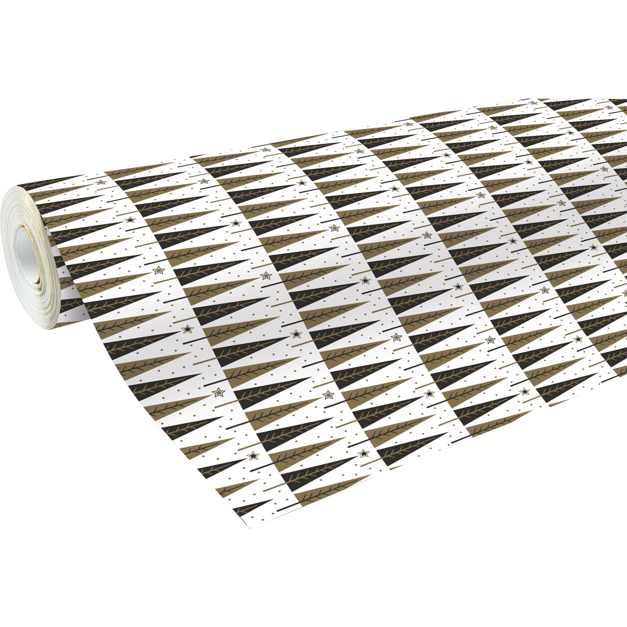 Clairefontaine Geschenkpapierrolle 50x0,70m Tannenbäume schwarz/gold 201340C