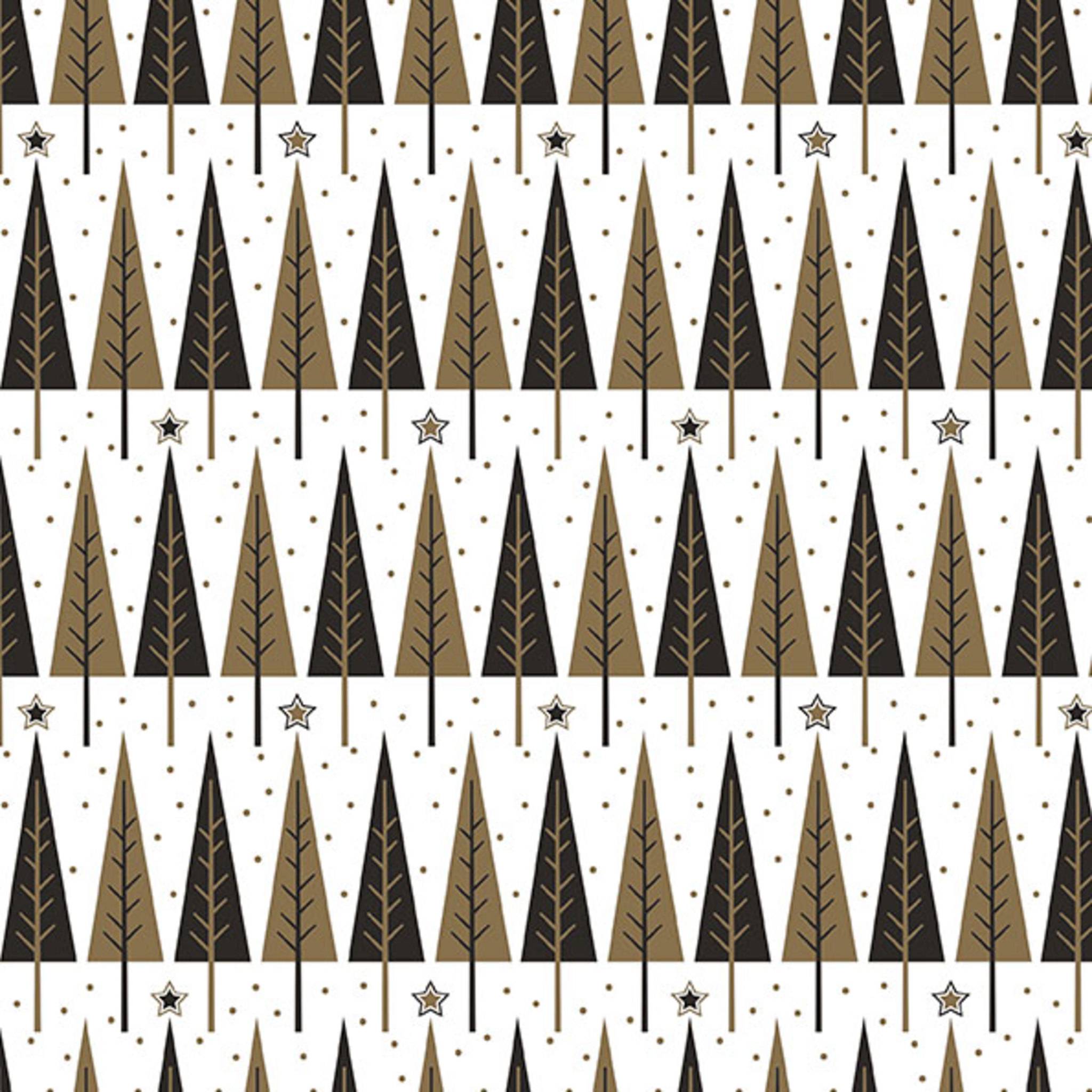 Clairefontaine Geschenkpapierrolle 50x0,70m Tannenbäume schwarz/gold 201340C