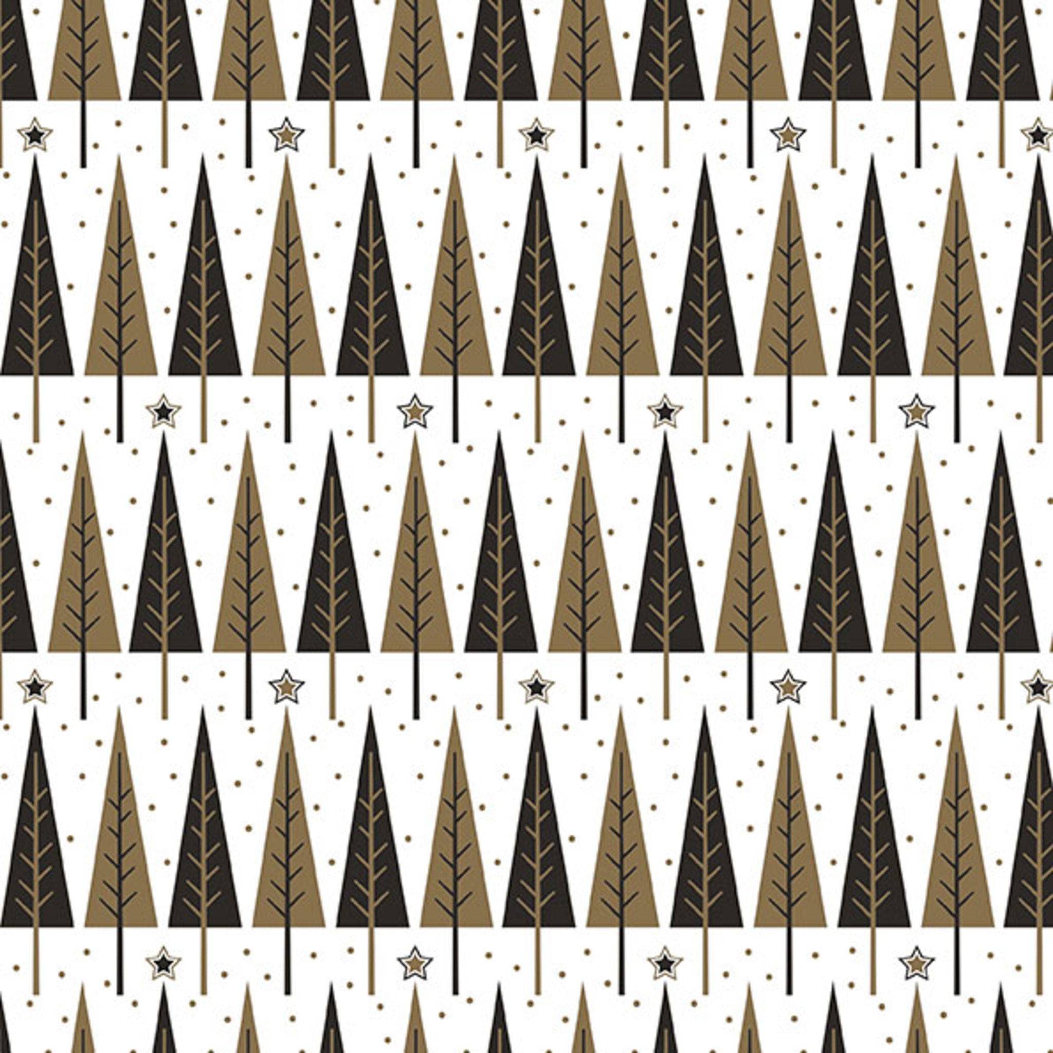 Clairefontaine Geschenkpapierrolle 50x0,70m Tannenbäume schwarz/gold 201340C