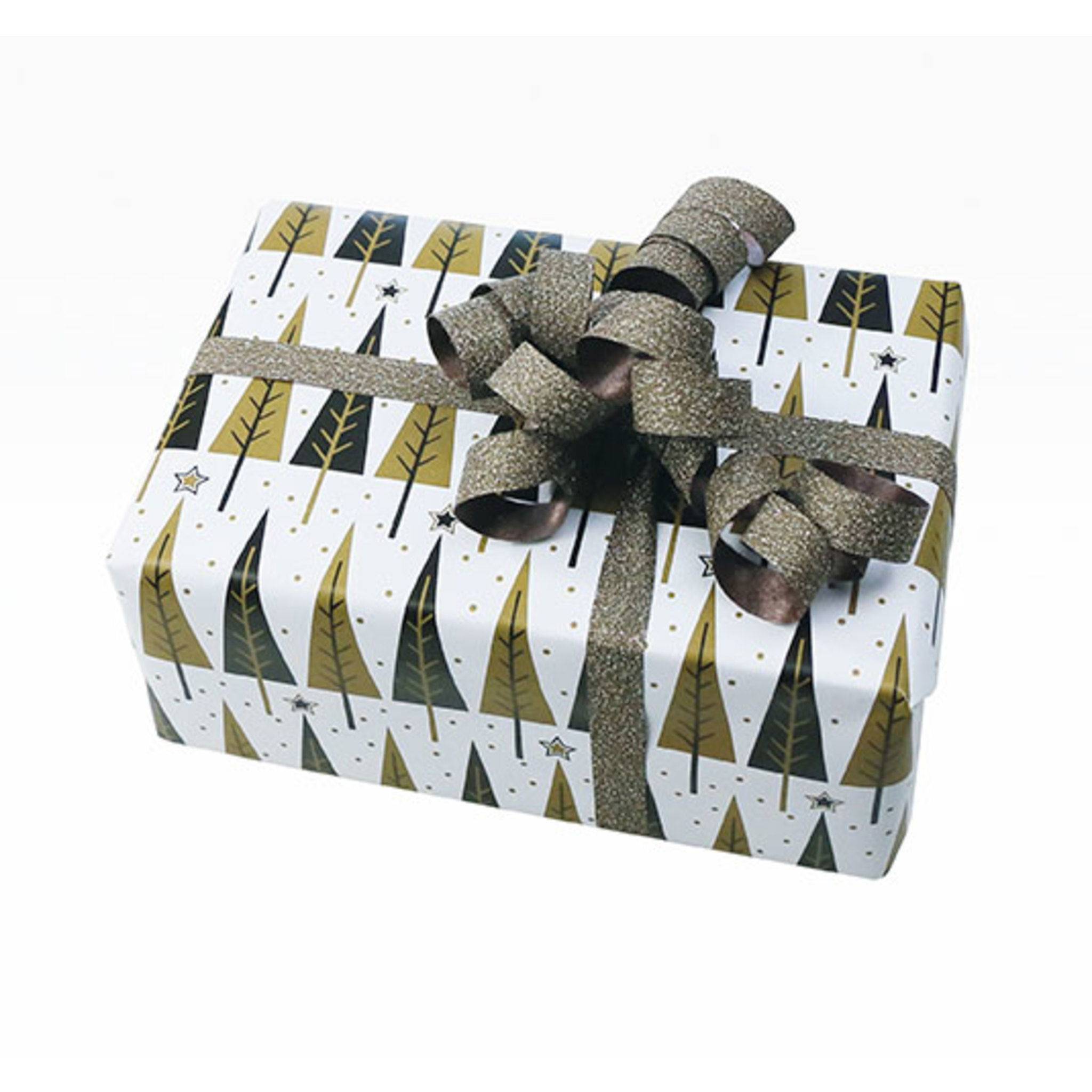 Clairefontaine Geschenkpapierrolle 50x0,70m Tannenbäume schwarz/gold 201340C