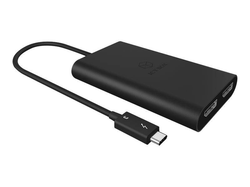 Adapter IcyBox Grafiksplitter 1x Thunderbolt -> 2x DP Bu.